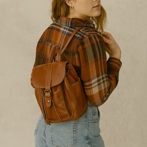 Patricia Nash Saddle Brown Small Leather Backpack Purse